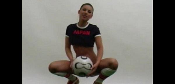  Sexy Japanese football babe teasing in uniform